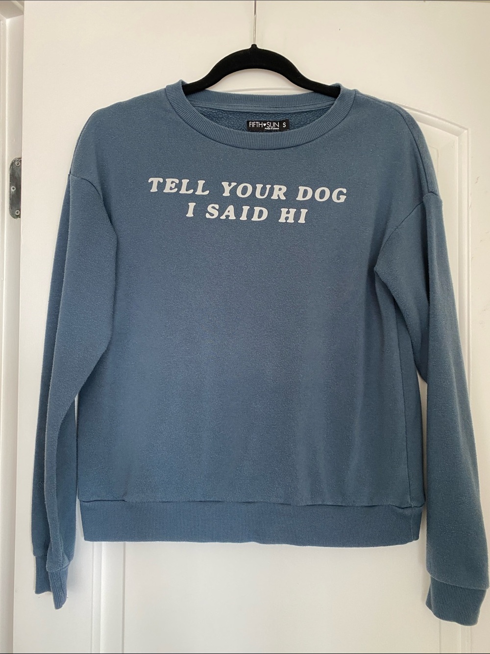 "Tell Your Dog I Said Hi" Fifth Sun Sweatshirt Blue Small